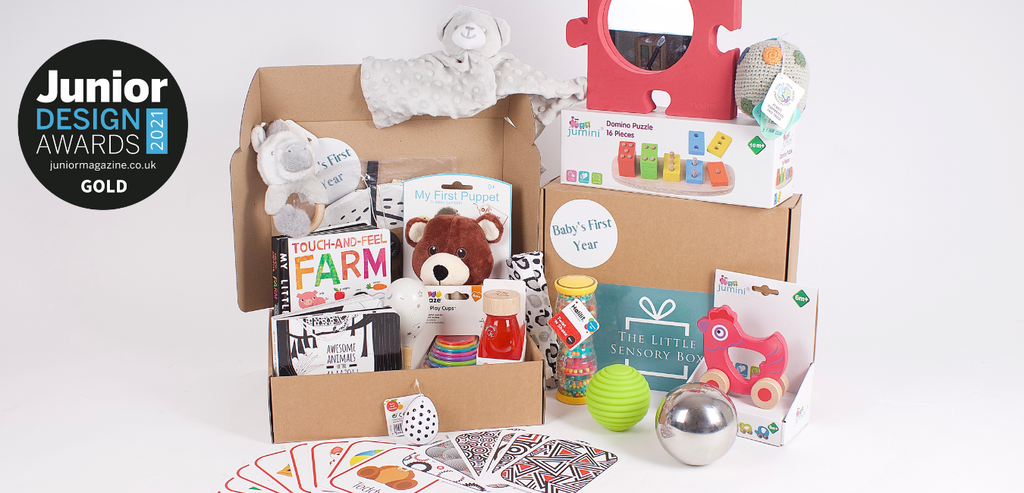 Gold winner of the junior design awards 2021 for best subscription box - The Baby's First Year Subscription Package by The Little Sensory Box