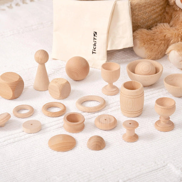 TickiT Holzscheiben 60mm – 10 Stück, Natürliches Holz, Fördert Kreatives Spiel