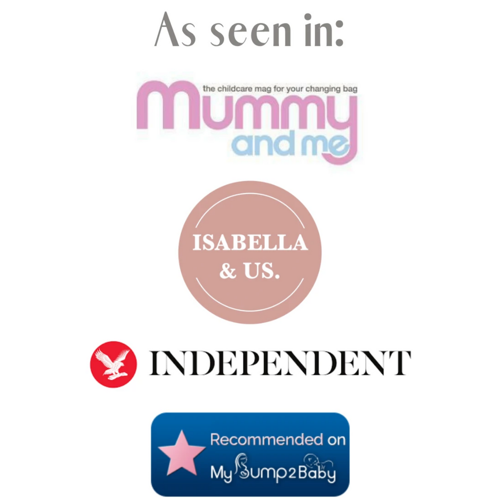 An image showing various badges - The Baby's First Year Subscription has been featured on Mummy and Me Magazine, The Independant, My Bump to Baby