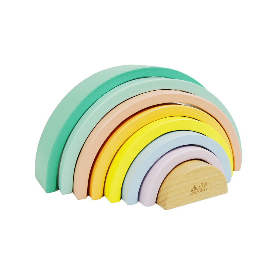 Wooden stacking rainbow pastel hotsell